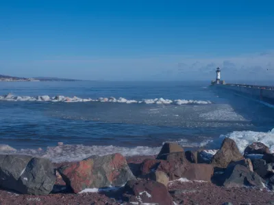 Duluth shoreline in the winter
