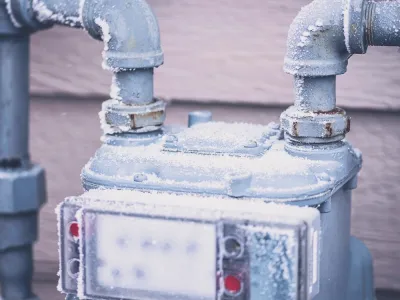 frozen gas meter in the winter