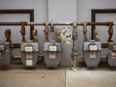 A row of gas meters