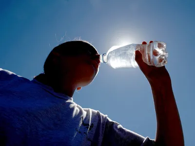 drinking water on hot day