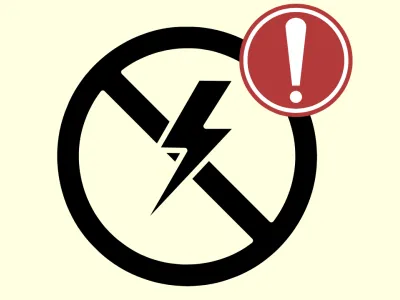 A graphic of a lightning symbol in a circle indicating utility disconnection.