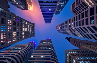 Minneapolis skyscrapers from the ground level
