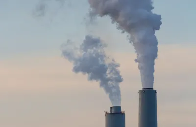 smoke stacks from a coal plant in Michigan