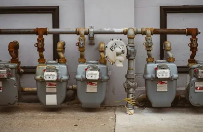 A row of gas meters