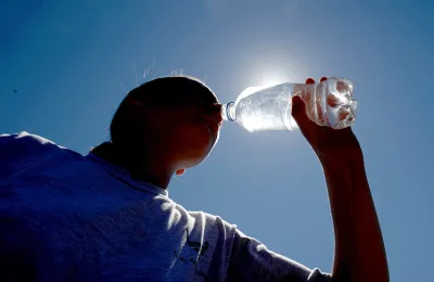 drinking water on hot day