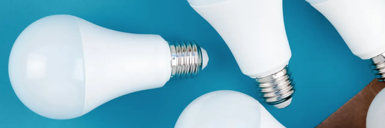 LED bulbs on a blue background