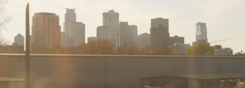 Minneapolis skyline with smog