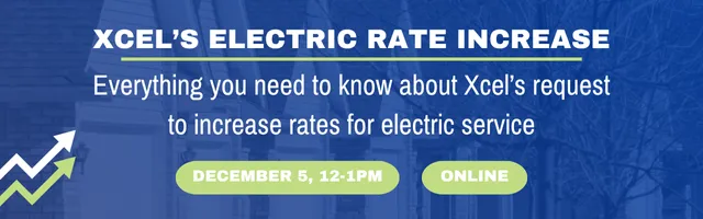 graphic for CUB's webinar on Xcel's rate case