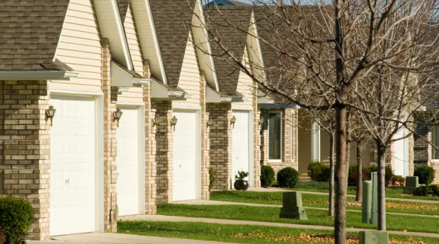 a row of suburban Minnesota homes