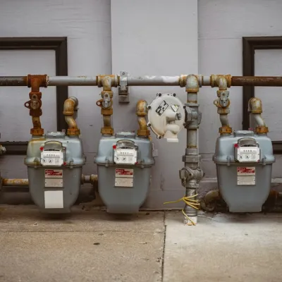 A row of gas meters